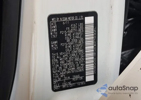 2011 Nissan Juke Sl из США, поврежденный, VIN JN8AF5MV7BT023805